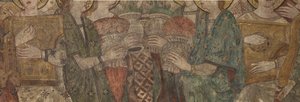 Interieur. Noordelijke kruising. Altaar (Altar de las pinturas murales). Oorspronkelijk uit de hoofdkapel. Muurschilderingen (fresco?). Detail. Eind 14e eeuw.
