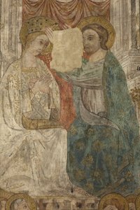 Interieur. Noordelijke kruising. Altaar (Altar de las pinturas murales). Oorspronkelijk uit de hoofdkapel. Muurschilderingen (fresco?). Detail. Eind 14e eeuw. door Unbekannt