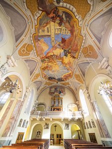 Interieur, plafondschildering, Servitenkirche, Innsbruck, Tirol, Oostenrijk, Europa