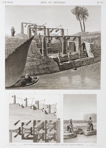 Twee irrigatiesystemen, Egypte, ca. 1798 door Unbekannt