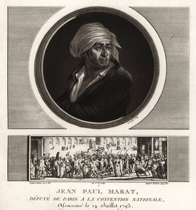 Jean Paul Marat, Afgevaardigde van Parijs in de Nationale Conventie, vermoord in 1793 door Unbekannt