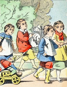 Spel: Het kleine wagentje - Kindervermaak Alfabet c.1890