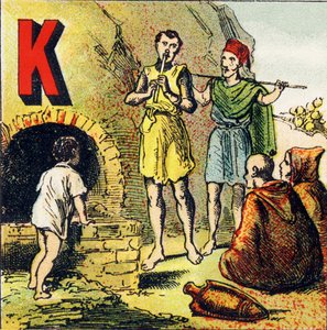 K : Kabylie. Kabylie is een land in Afrika. Het wordt bewoond door Kabyles - Gravure uit Alphabet geographique. Guerin-Muller et Cie, uitgevers, Parijs door Unbekannt