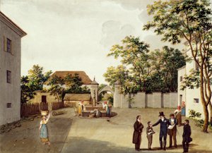 Keizer Frans I (II) van Oostenrijk op het schoolplein in Perchtoldsdorf door Unbekannter Künstler