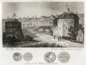 De tuin met beren en het Globe Theater aan de kades van Londen