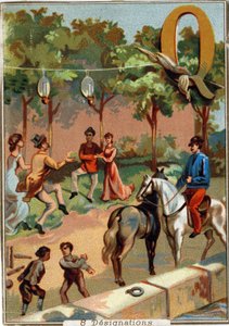 Letter Q: quadrille, ruzie, bowlen, lisdodde, quinquets, vier, kade (uit Alphabet)