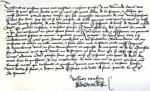 Brief van koning Edward IV aan Francis II, hertog van Bretagne, waarin hij om hulp vraagt bij het herstel van zijn koninkrijk, geschreven in Saint-Pol, 9 januari door Unbekannt