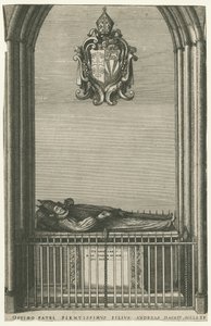 Lichfield Cathedral - Monument van Bisschop Hacket: gravure, nd [?eind 17e eeuw] door Unbekannt