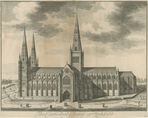Lichfield Cathedral - Zuidaanzicht door Unbekannt