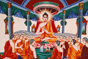 Leven van de Boeddha. Instructie aan de vergadering van arahants, Siem Reap, Cambodja