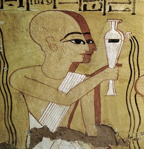 Luxor Thebe: Deir el Medineh, necropolis van ambachtslieden. Priesters die zuivering beoefenen. 19e Dynastie graf