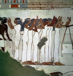 Luxor Thebe: necropolis van edelen, groep van rouwenden (18e Dynastie) door Leopold Blonder