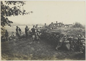 Machinegeweerschutters op manoeuvres, ca. 1911