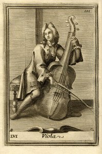Man die cello speelt. In Gabinetto Armonico door Filippo Bonanni, Rome door Unbekannter Künstler
