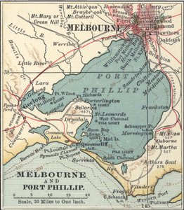 Kaart van Melbourne, ca. 1900