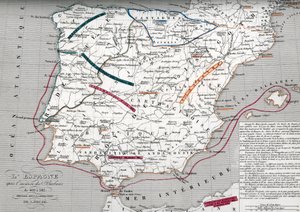 Kaart van Spanje ten tijde van Germaans Hispania, 409-585 (Kaart van Spanje ten tijde van Germaans Hispania) Gravure uit "Atlas Universel" door Houze door Unbekannter Künstler