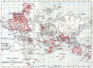 Kaart van de wereld met Britse bezittingen in 1904 door Unbekannt