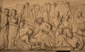 Marmeren reliëf met het verhaal van de Boeren trek, Voortrekker Monument ter ere van de Boeren, hoofdstad Pretoria, Tshwane, Zuid-Afrika