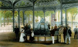Geneeskunde. Chomel-bron in Vichy, Frankrijk. Ansichtkaart, Frankrijk, ca. 1900.