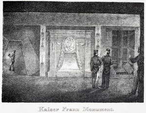 Zoutmijn: ondergronds monument voor keizer Franz, bij de ingang van de mijn, in Durrnburg, Oostenrijk