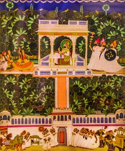 Miniatuurschilderij, Meherangarh Fort, Jodpur, Jodpur, Rajasthan, India, Azië door Unbekannter Künstler