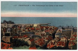 Normandië, Calvados (14), Trouville: panoramisch uitzicht op het casino en de pieren - Ansichtkaart eind 19e-20e eeuw door William M. Timlin