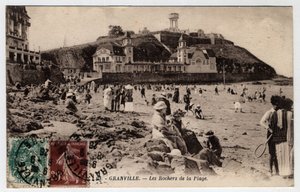 Normandië, Manche (50), Granville: de rotsen van het strand - Ansichtkaart gedateerd 1926