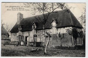 Normandië, Orne (61), Les Champeaux: uitzicht op de boerderij van Ronceray, huis van Charlotte Corday (1768-1793) - Ansichtkaart eind 19e-begin 20e eeuw door William M. Timlin