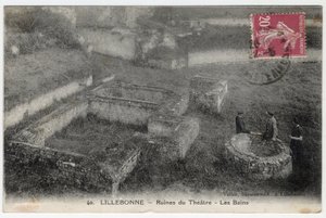 Normandië, Seine Maritime (76), Lillebonne: uitzicht op de ruïnes van het theater en de Romeinse baden - Ansichtkaart eind 19e-begin 20e eeuw door William M. Timlin