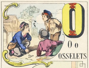 O: osselets - Spelletjes Alfabet, ca. 1890 door Unbekannt