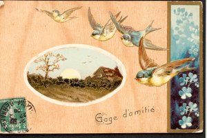 Oude ansichtkaart Vriendschapsbelofte Vogel
