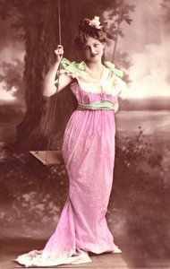 Op de schommel: ansichtkaart fantasie 1910 door Unbekannter Künstler