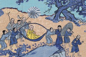Ong Nui boeddhistische pagode, muurschildering, Boeddhistische monnik, Quy Nhon, Vietnam, 2019 door Unbekannt