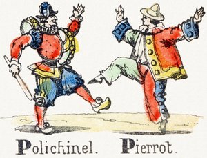P - Polichinelle Pierrot - Kindervermaak Alfabet ca. 1890 (lithografie) door Unbekannt