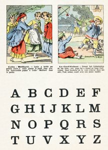 Pagina 1 - Kinderspelen: blindemannetje, de vlieger - Alfabet - Kindervermaak - Beeldmateriaal van Epinal, populaire serie, circa 1890 door Unbekannt