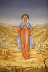 Schilderij in de Visitatiekerk in Ein Kerem: Maagd Maria in het Heilige Land, Ein Kerem, Israël