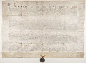 Pauselijke bul die het charter van bisschop Henry Wardlaw bevestigt, recto