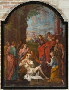 Parochiekerk Onze-Lieve-Vrouw-Hemelvaart. Interieur. Schilderij. Opwekking van Lazarus (?) door Unbekannter Künstler