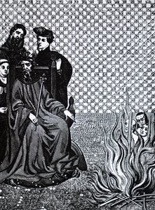 Filips II van Frankrijk veroordeelt discipelen van de Franse theoloog Amaury door Unbekannt