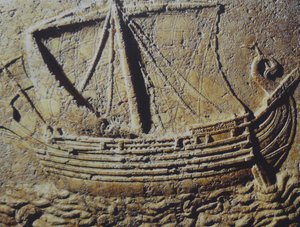 Foenicisch koopvaardijschip, ca. 1e eeuw na Christus door Unbekannt