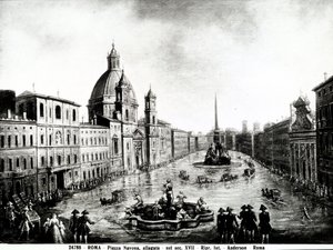 Piazza Navona in Rome, print 17e eeuw gehuisvest in Rome
