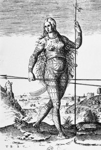 Pictische vrouw met tatoeages en wapens