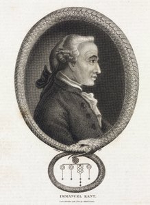 Portret van de filosoof Emmanuel Kant (1724-1804), in een kader gevormd door een slang die in zijn staart bijt door Unbekannt