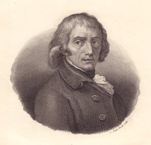 Portret van Italiaanse dichter Giuseppe Parini (1729-1799), kopergravure door Piotti naar tekening door Andrea Appiani door William M. Timlin
