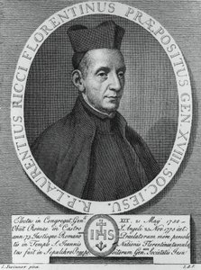 Portret van Lorenzo Ricci, Italiaanse jezuïet en 18e generaal-overste van de Sociëteit van Jezus, gravure