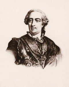 Portret van de Koning van Frankrijk Lodewijk XV (1710-1774) Gravure uit de 19e eeuw