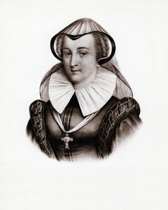 Portret van de koningin van Frankrijk Marie Stuart. Gravure uit de 19e eeuw