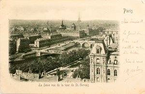 Ansichtkaart/Seine vanaf Saint Gervais Toren/Parijs/Seine/Ile de France/Frankrijk door William M. Timlin