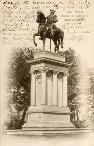 Standbeeld van Lafayette, Cour du Louvre, Parijs, Seine, Île de France, Frankrijk