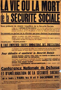 Poster door de CGT (Franse Vakbond) voor een conferentie over Sociale Zekerheid door Unbekannt